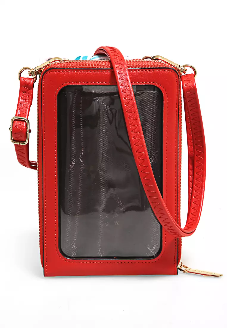 Sling Bag Tas Selempang Wanita Flower Motive Many Pocket Material Leather ORIGINAL