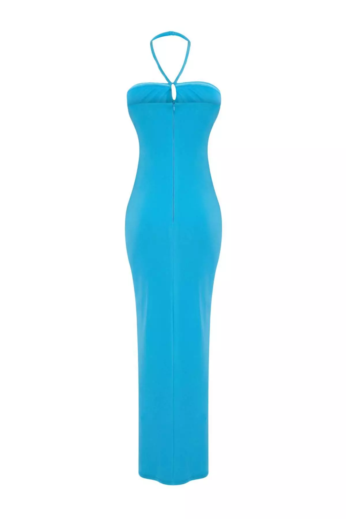 Blue Woven Maxi Evening Dress & Graduation Gown