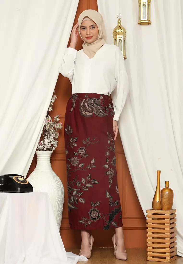 Enzy Batik Rok Batik Girindra - Maroon