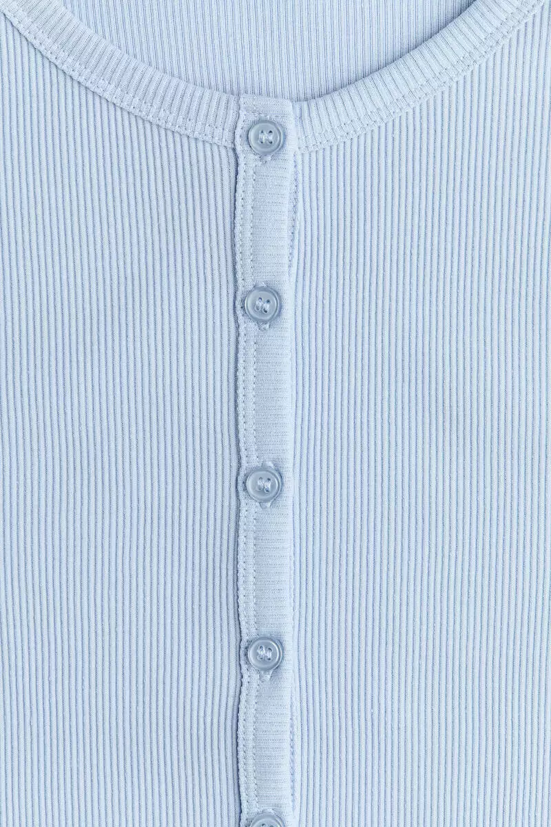 Ribbed button-front top