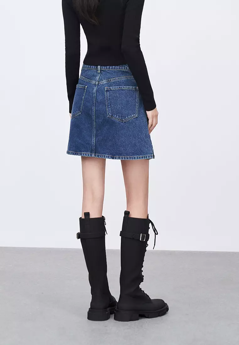 Denim skirt clearance zalora