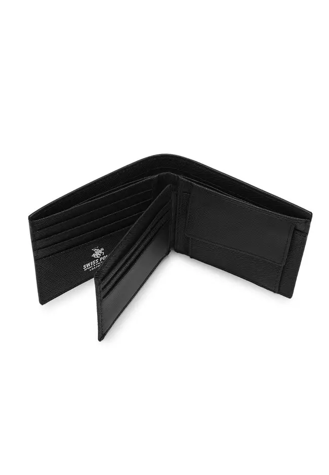 Genuine Leather RFID Short Wallet - Black