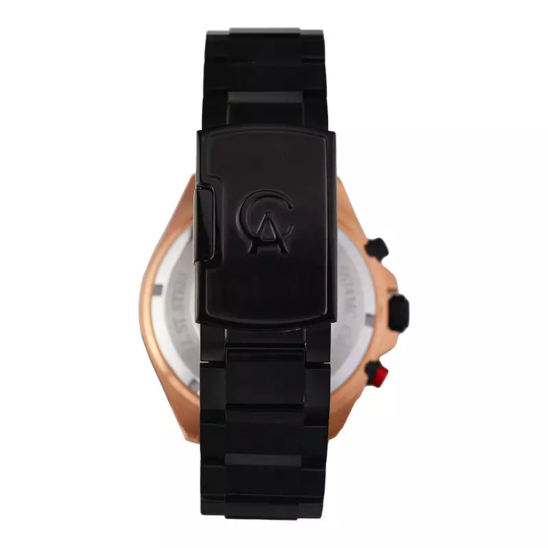 Jam Tangan Pria Alexandre Christie Chronograph AC 6674 MC BBRBA Men Black Dial Black Stainless Steel Strap