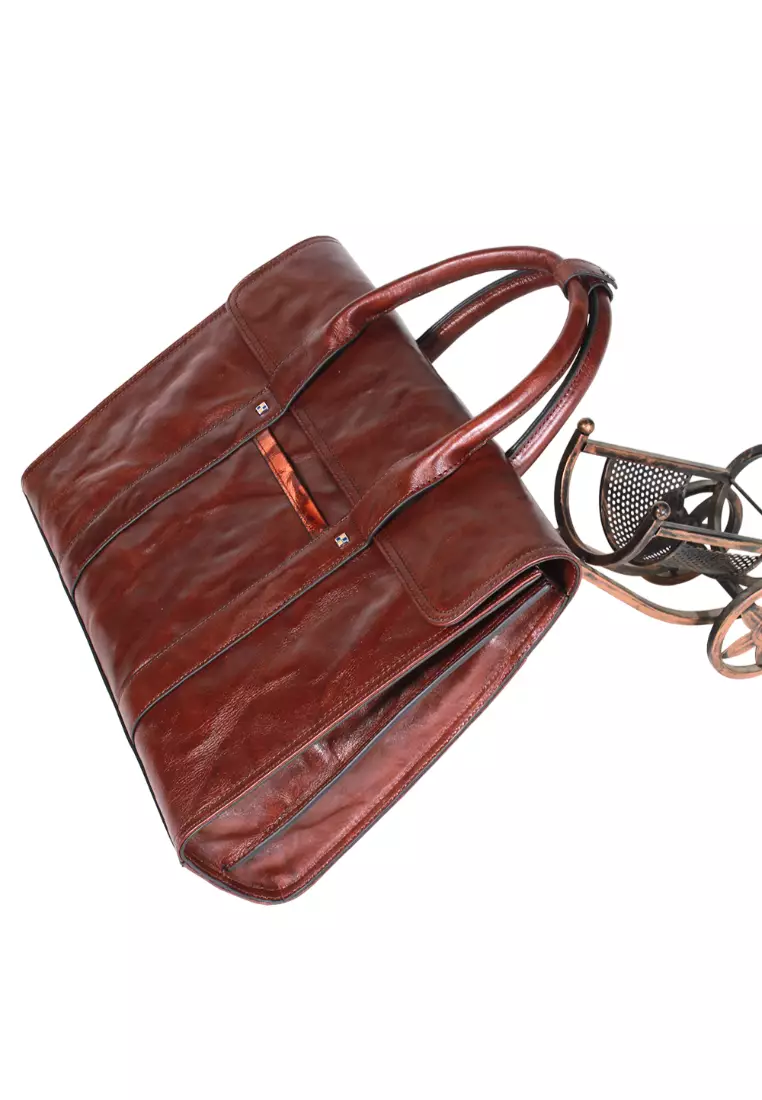 Buy Lara First Layer Cowhide Hand grab Leather Men's Tote Bag