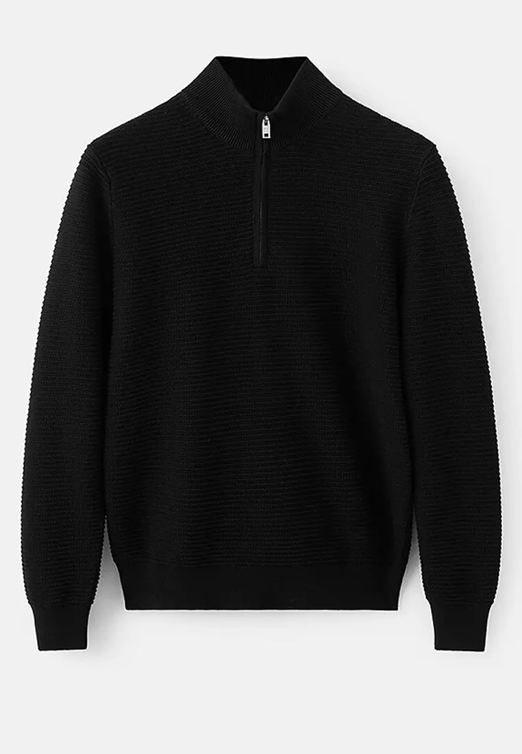 Cotton Sweater With Neck Zip