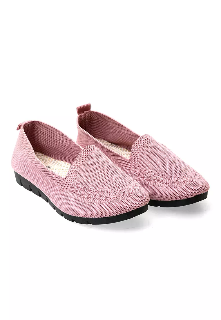 Sepatu Wanita Slip On Simple Design Casual Premium Quality - Pink