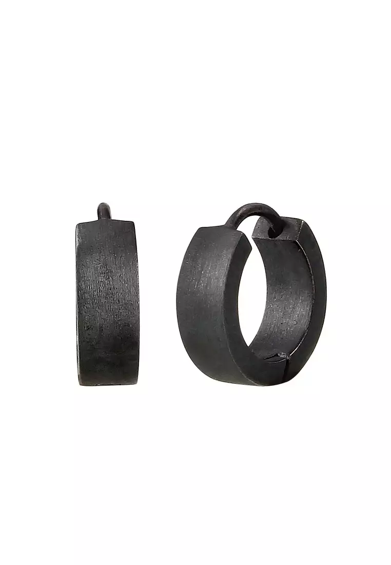 EXCLUSIVE Anting Perhiasan Perak 925 Pria Creole Circle Matt Oxide