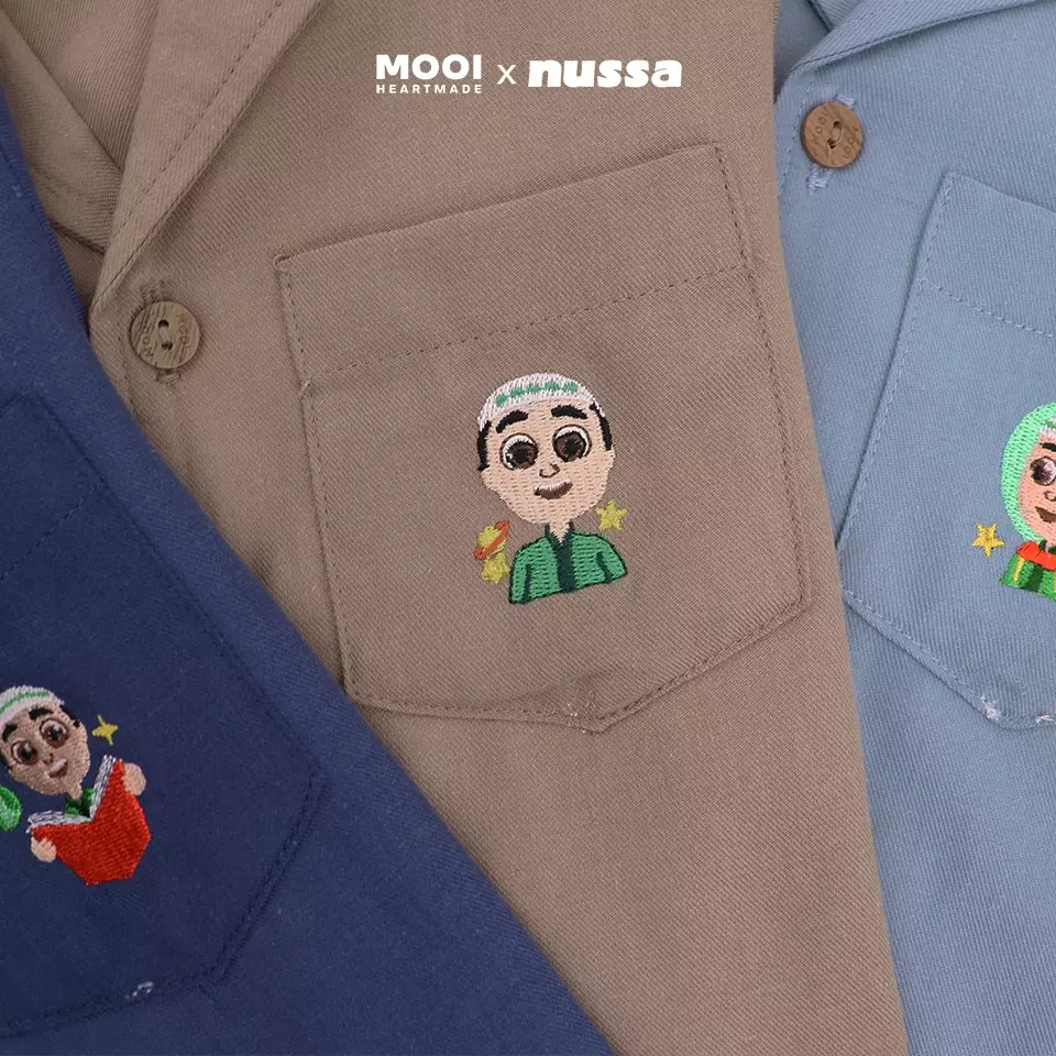Mooi x Nussa Kemeja Anak Laki-Laki Nussa Pocket Shirt - Classic Blue