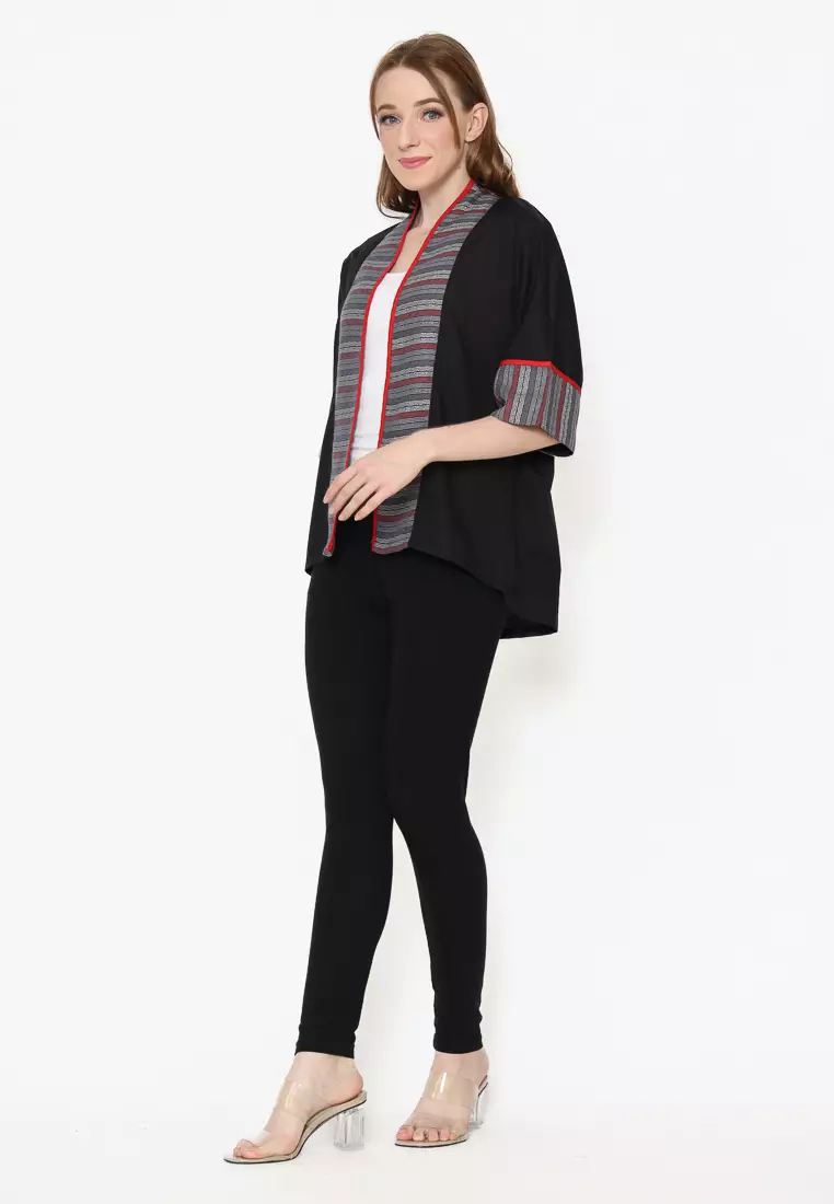 Blazer Outer Batik Wanita - Bhatara Batik Divya - Atasan Batik Modern Lengan Pendek