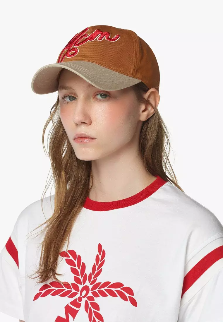 MCM ロゴプリント キャップ ブラウン Buy MCM Logo Embroidery Cap in Cotton Twill 2025 Online | ZALORA