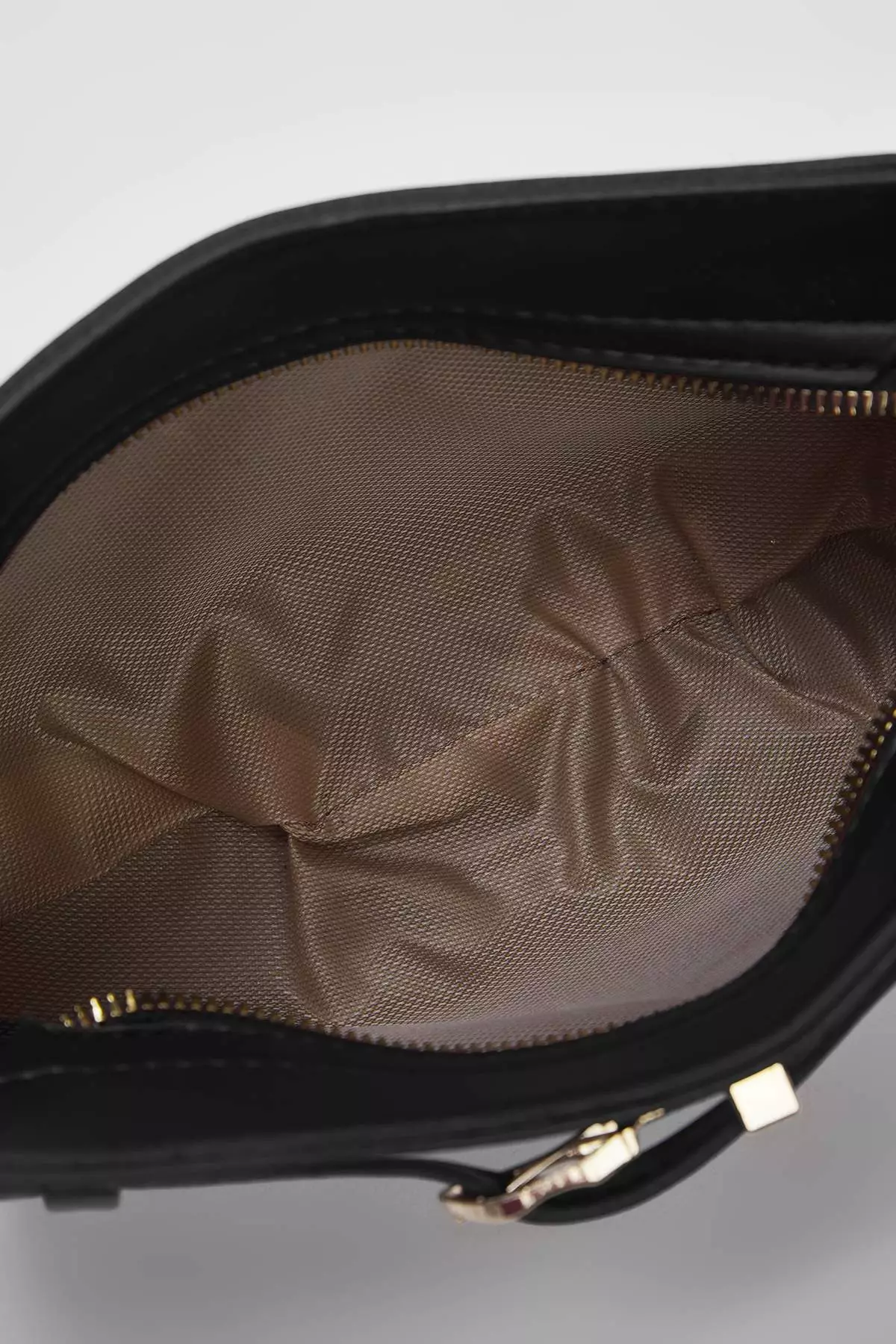 Black Buckle Detailed Women's Mini City Shoulder Bag