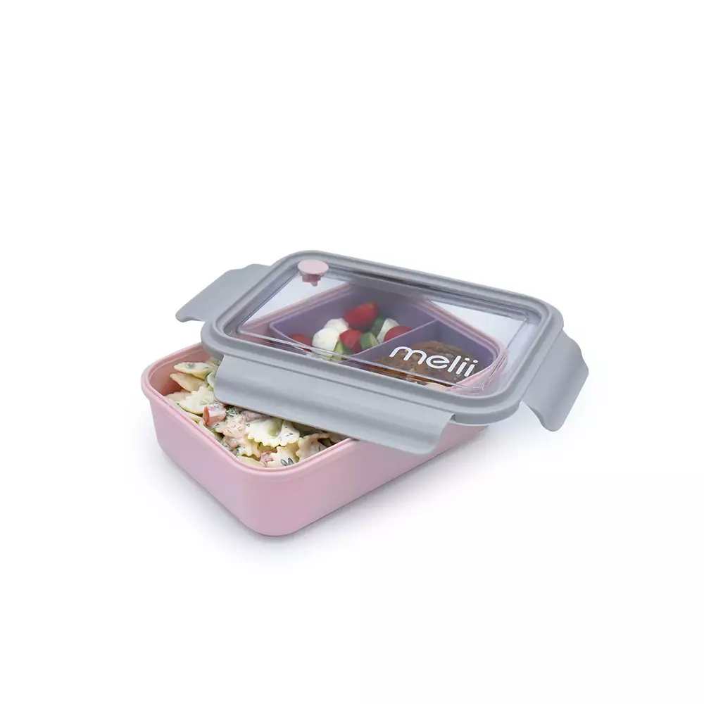 Melii Baby Bento Box with Removable Compartments - 1250 ml - Pink - tempat makan anak
