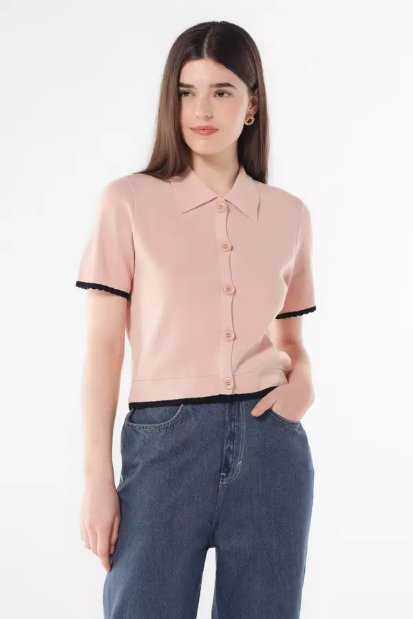 MINIMAL - Ranisyme - Atasan Rajut Crop - Pink Colour Grey_Light
