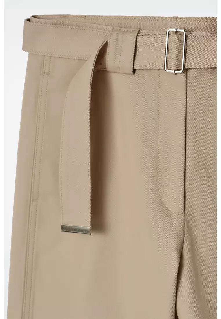 BELTED SLIM-LEG TROUSERS