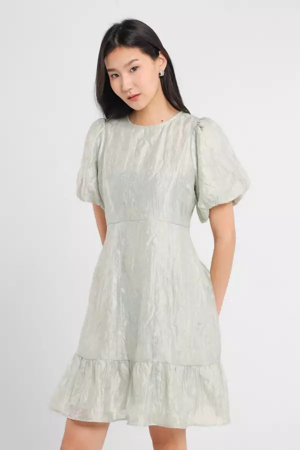 Minimal x Marsha Aruan - Bluma - Puff Dress - Light Green Warna Green_Light