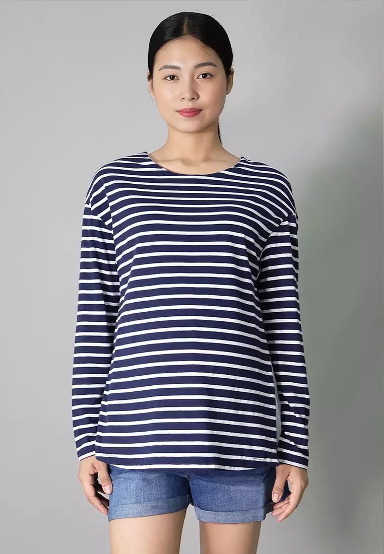 Dark Blue Maternity & Nursing Long Sleeve Top