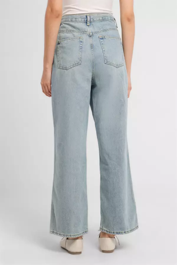 MINIMAL - MN333 - Celana Jeans Lebar - Light Blue Warna Blue_Light