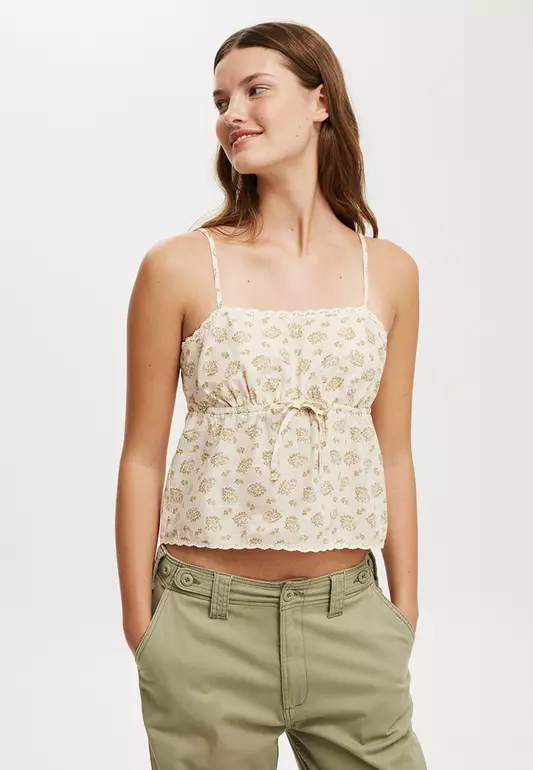 Cotton Lace Straight Neck Cami Top