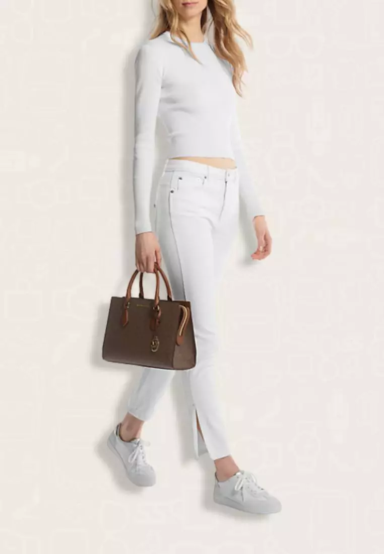 Michael Kors Sheila Medium Logo Satchel Brown