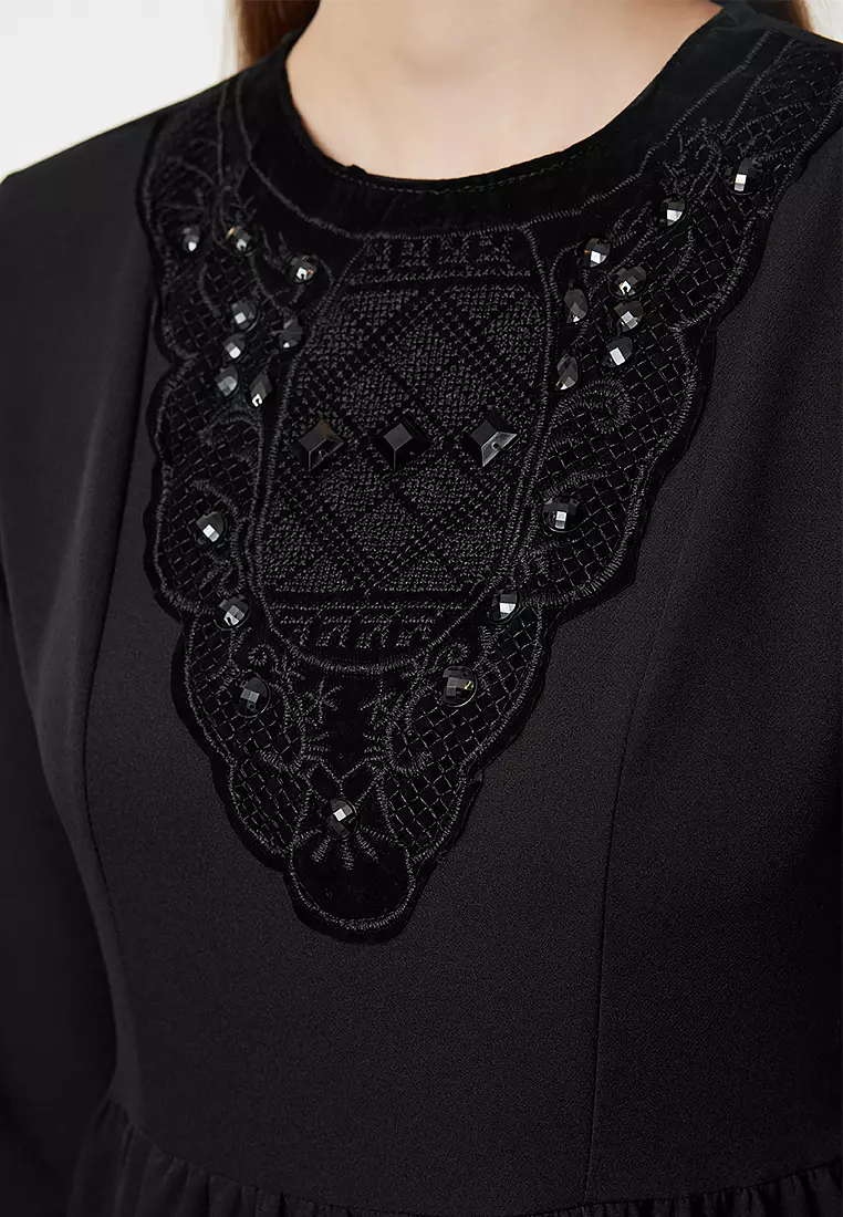 Modest Embroidery Maxi Dress