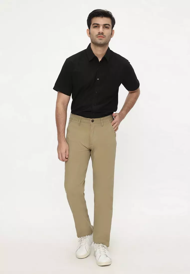POLICE Celana Chino Panjang Granola Cotton Premium Stretch Regular Fit Pria
