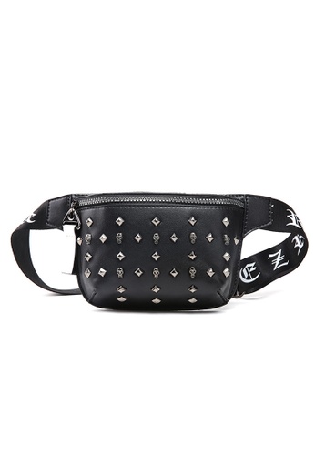 Lara black Men's Rivet Belt Bag 9452EAC15DEC5EGS_1