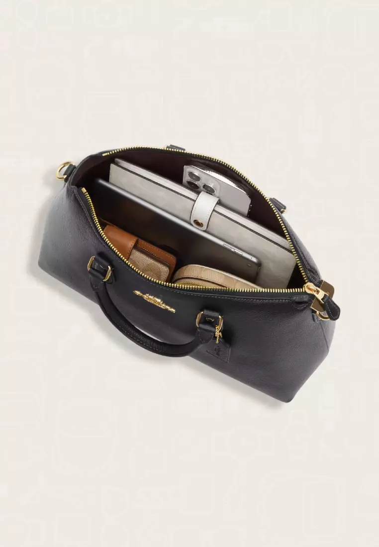 Coach Georgia Satchel Bag In Signature Canvas Walnut Black