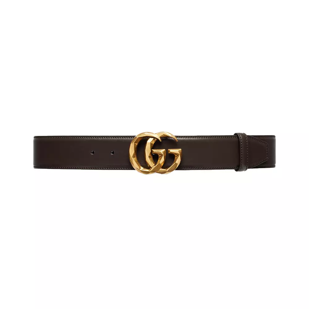 Jual Gucci GG Marmont Wide Leather Belt 40mm Dark Brown Ghw
