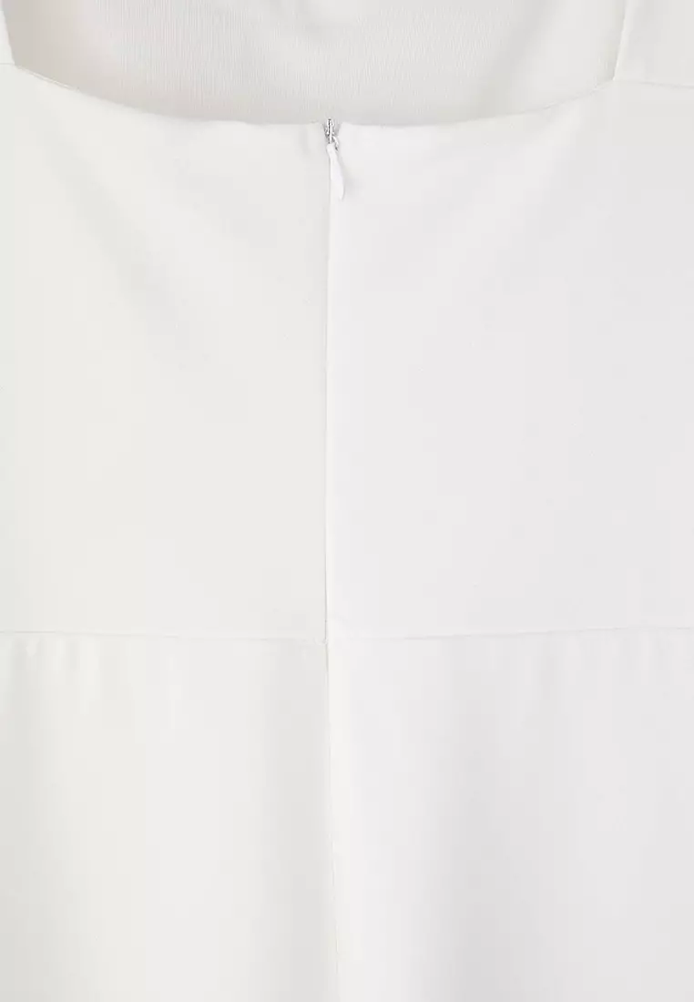 White Finike Woven Plus Size Dress