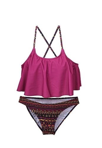 ZITIQUE pink Women's Beachwear Bikini Swimdress Swimsuit With Padded Cup 39849USD4E064FGS_1