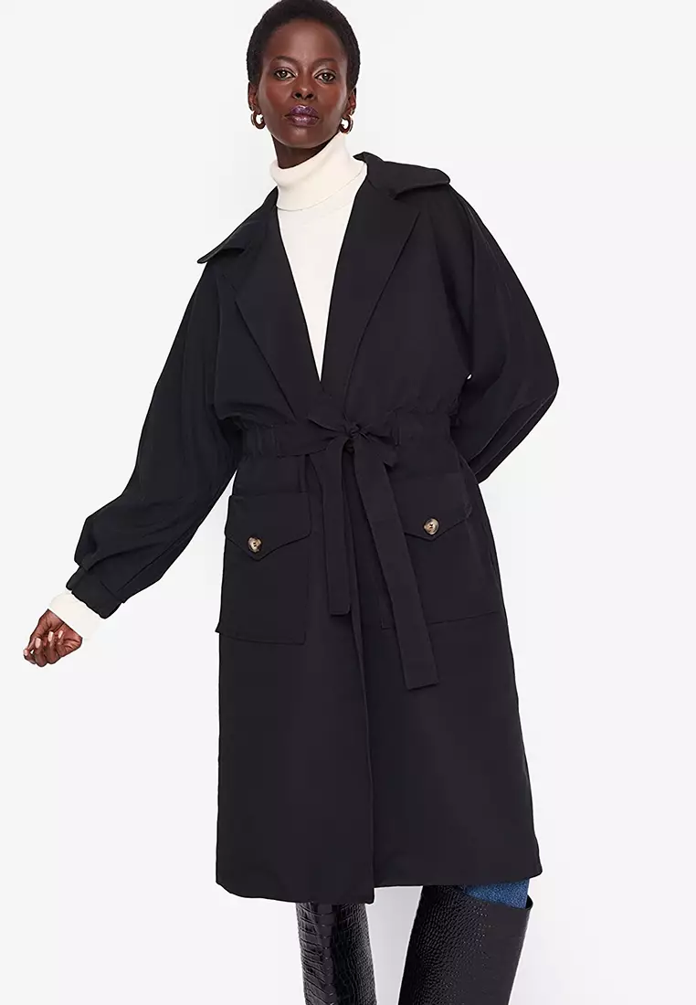 Waist trench top coat