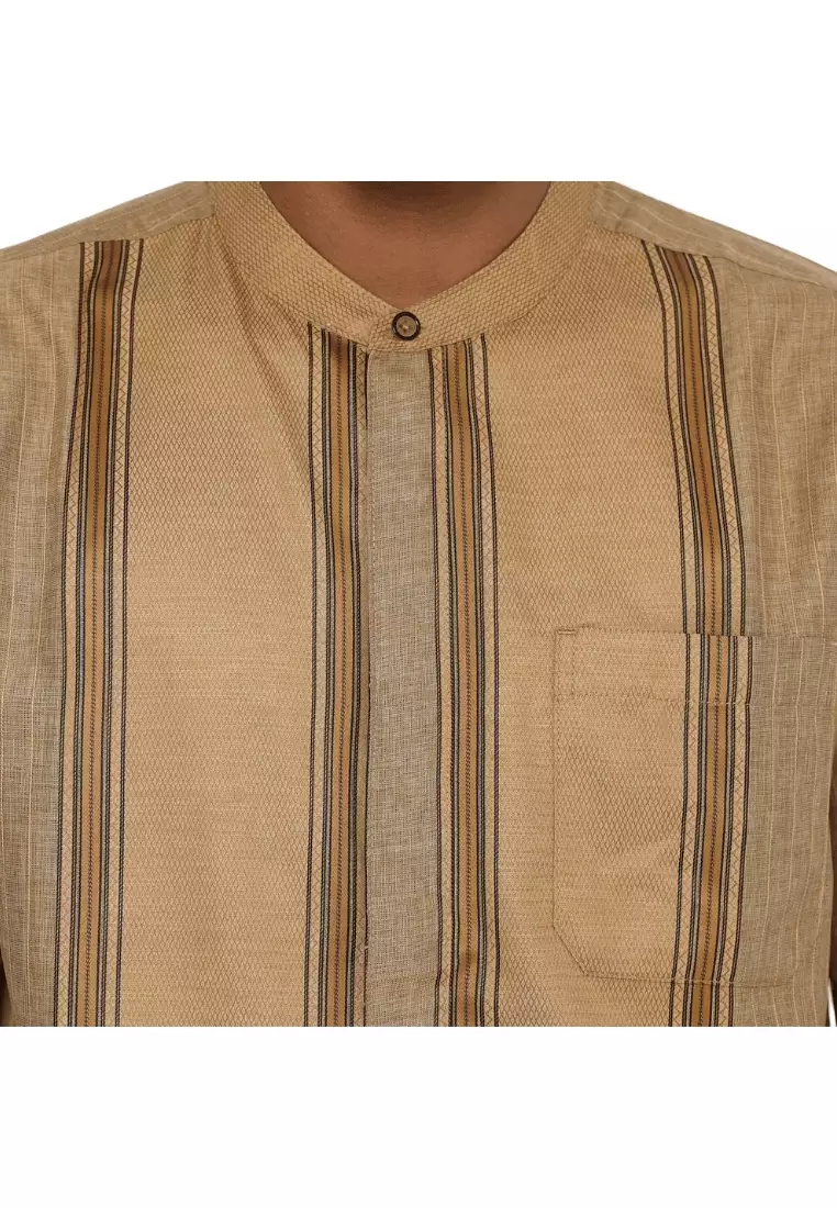 RBJ Kemeja Koko Border Coklat Muda Regular Fit Pria