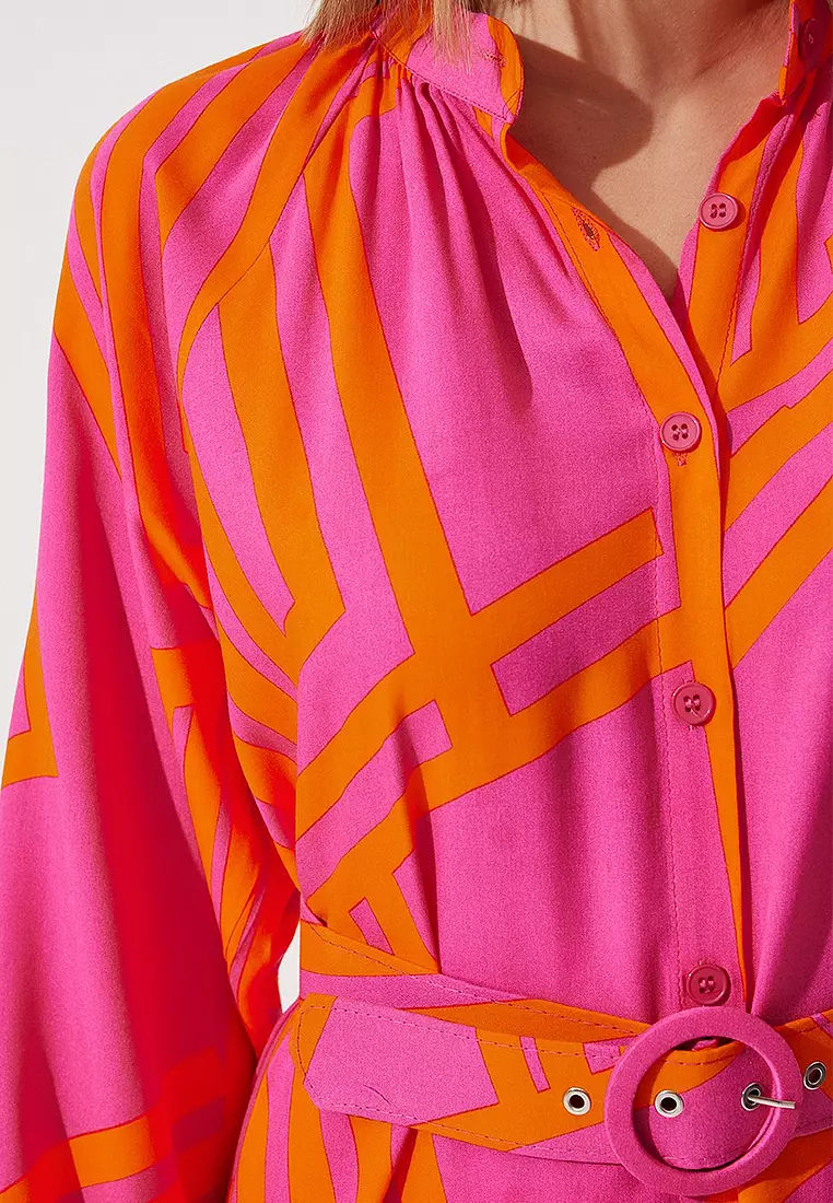 Belted Oversize Summer Viscose Dress