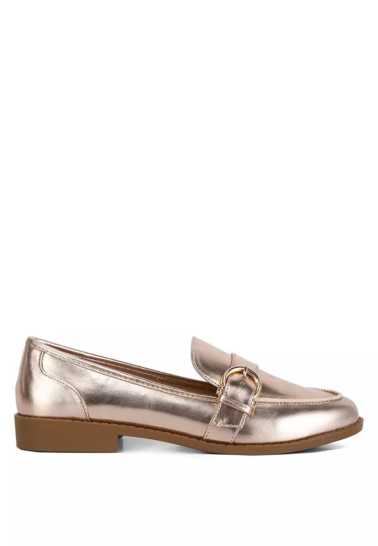 Discount on London Rag  shoes - SKU: Rose Gold Metallic Faux Leather Loafers