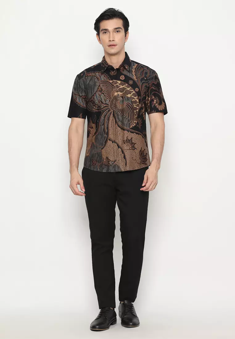 Kemeja Batik Pria Ranawijaya Short Sleeve - Black