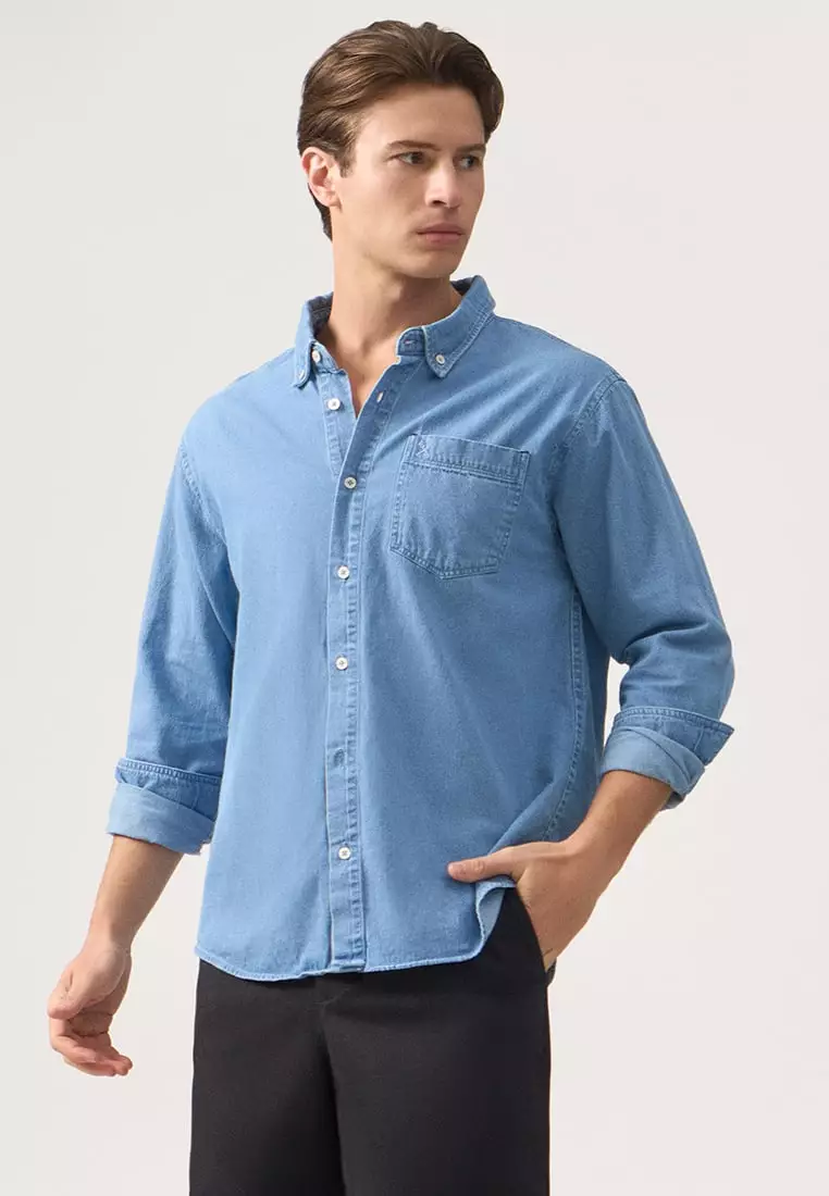 Long Sleeves Light Denim Shirt