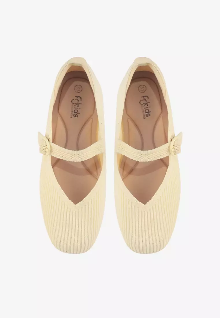 Sepatu Flatshoes Knit Mary Jane Anak Perempuan K.Mona Yellow