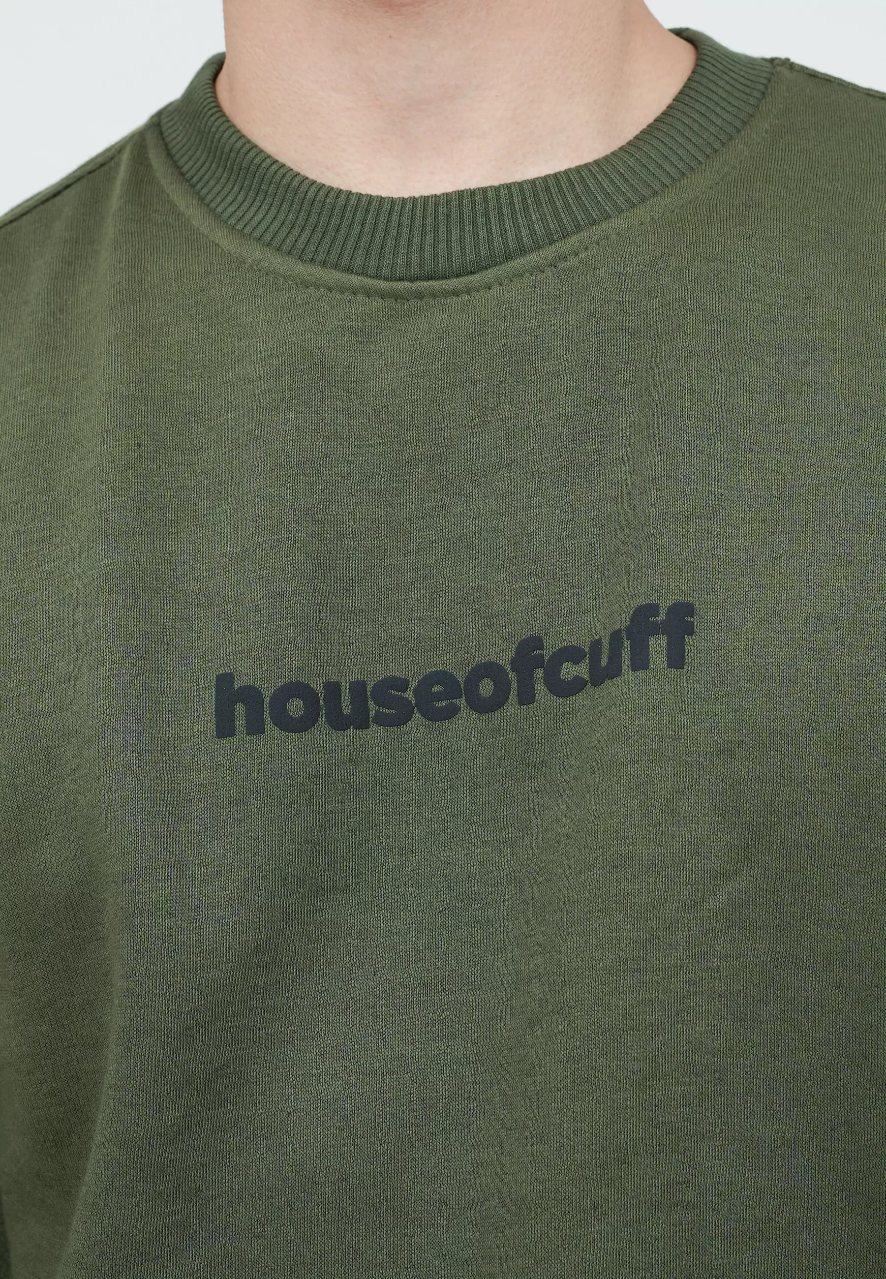 Sweater Basic Lengan Panjang Baju Sweater Tebal Kata Hijau Army