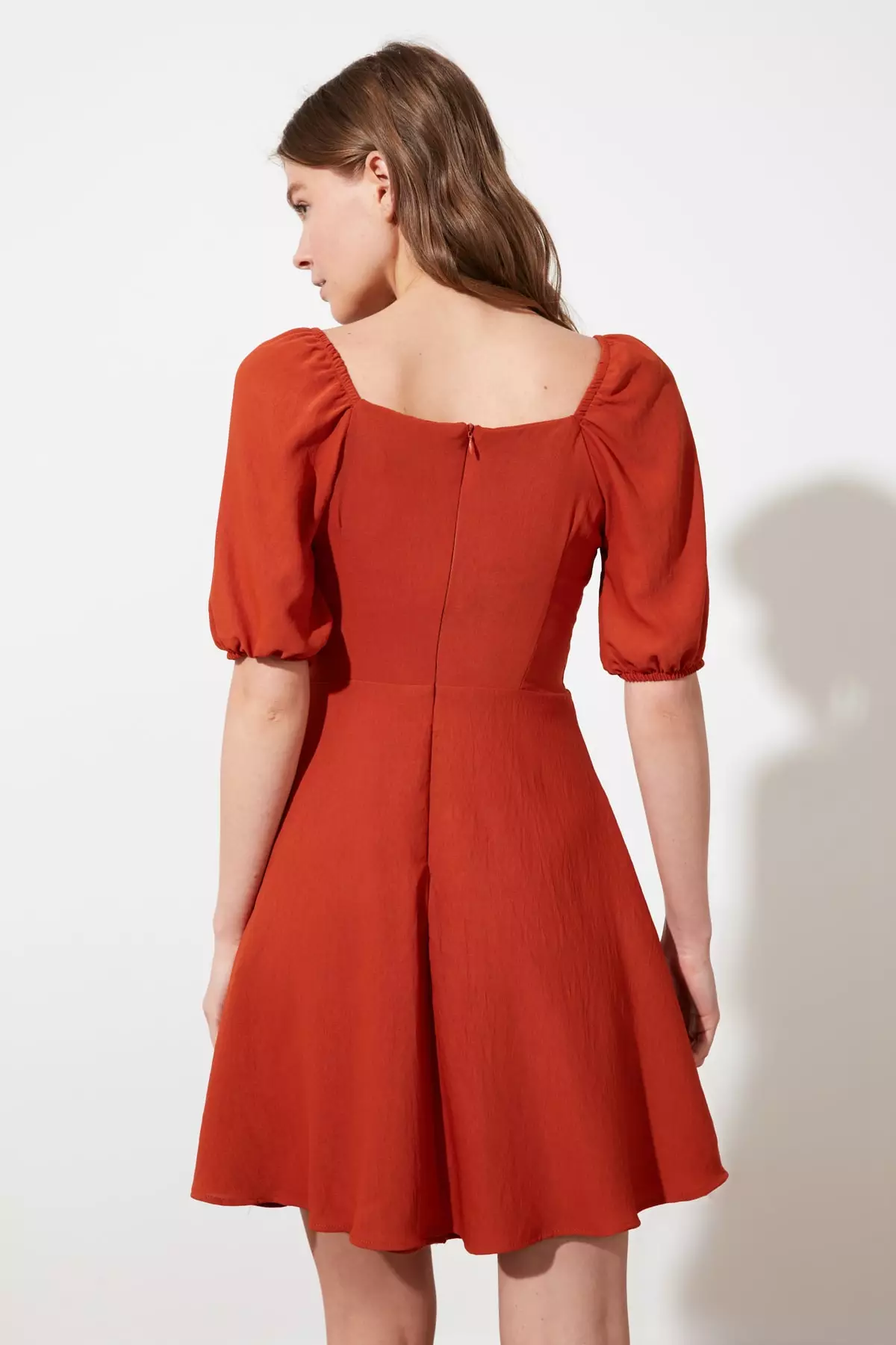 Black Puff Sleeve Button Mini Dress