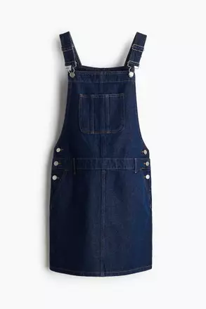 h&m denim dungaree dress H&M dark blue denim dungaree dress. Size 8-10