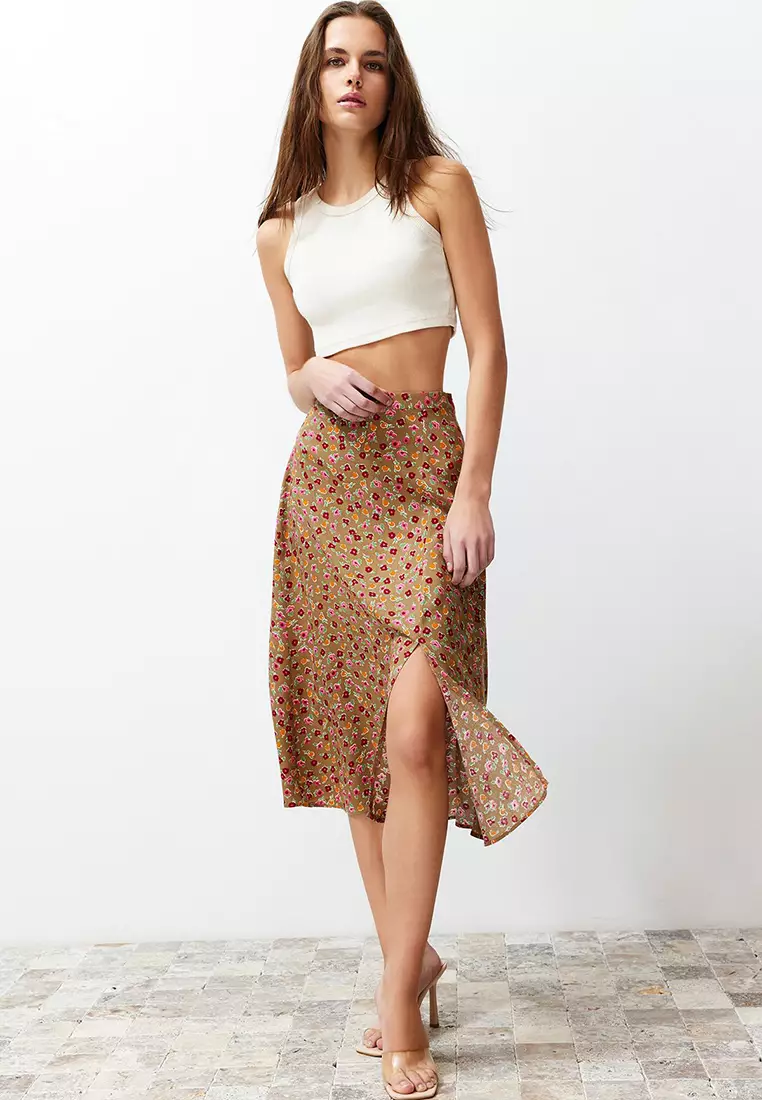 Floral Patterned Midi Skirt