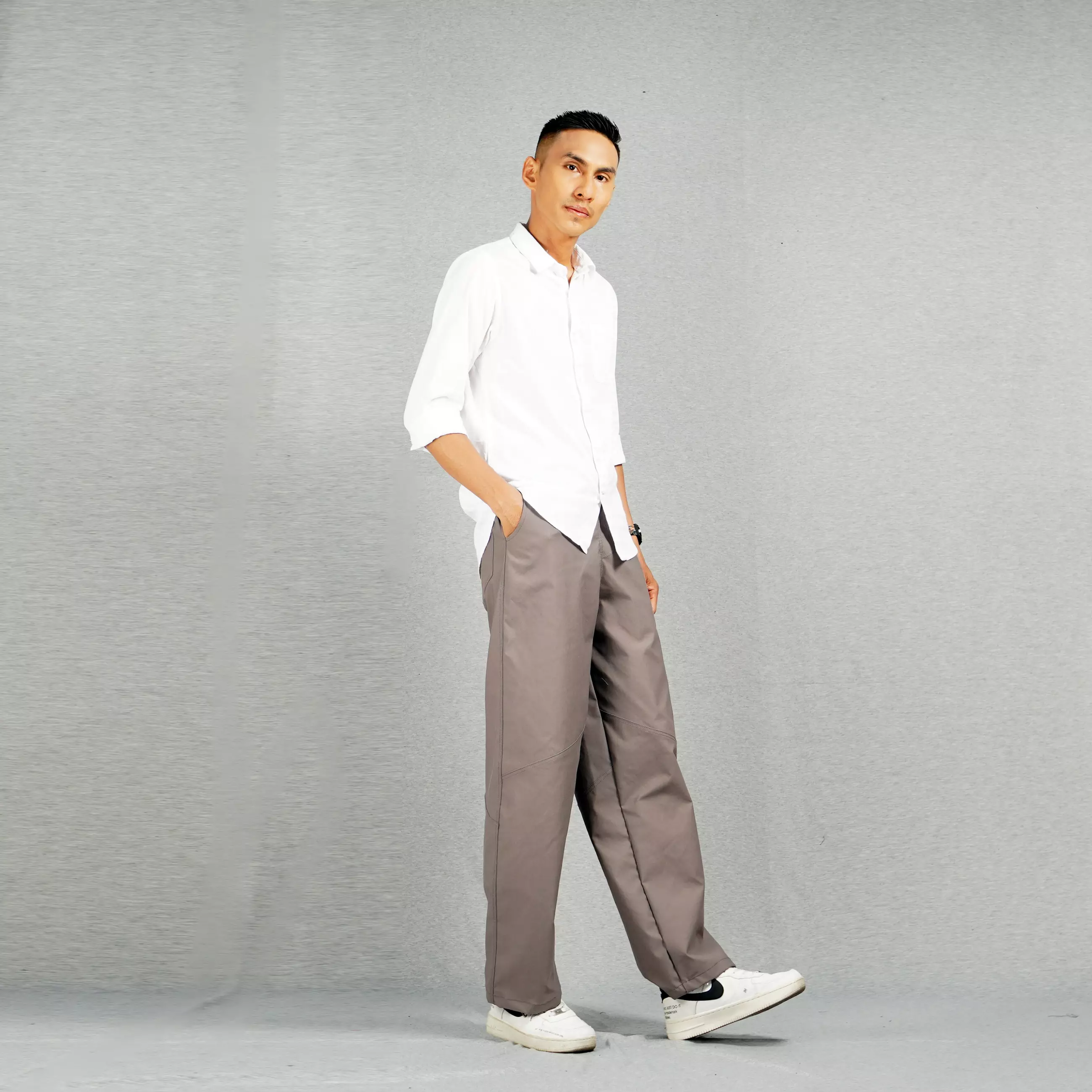 JORDI Celana Chino Pria Reguler Fit Celana Panjang Chino Pria Celana Panjang Pria - ABU