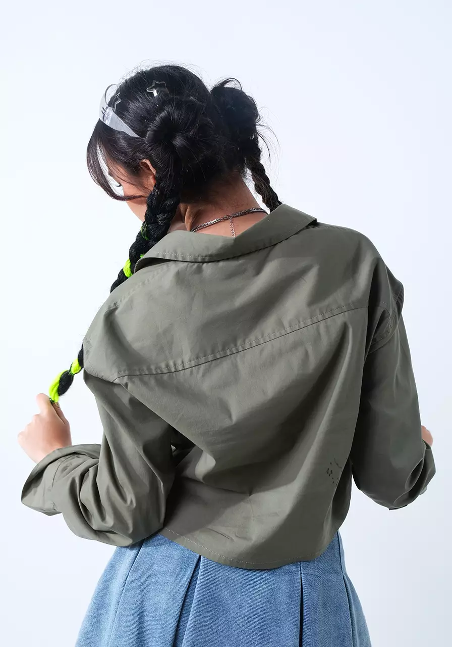 Kemeja Pendek Regular Wanita Kyra Olive