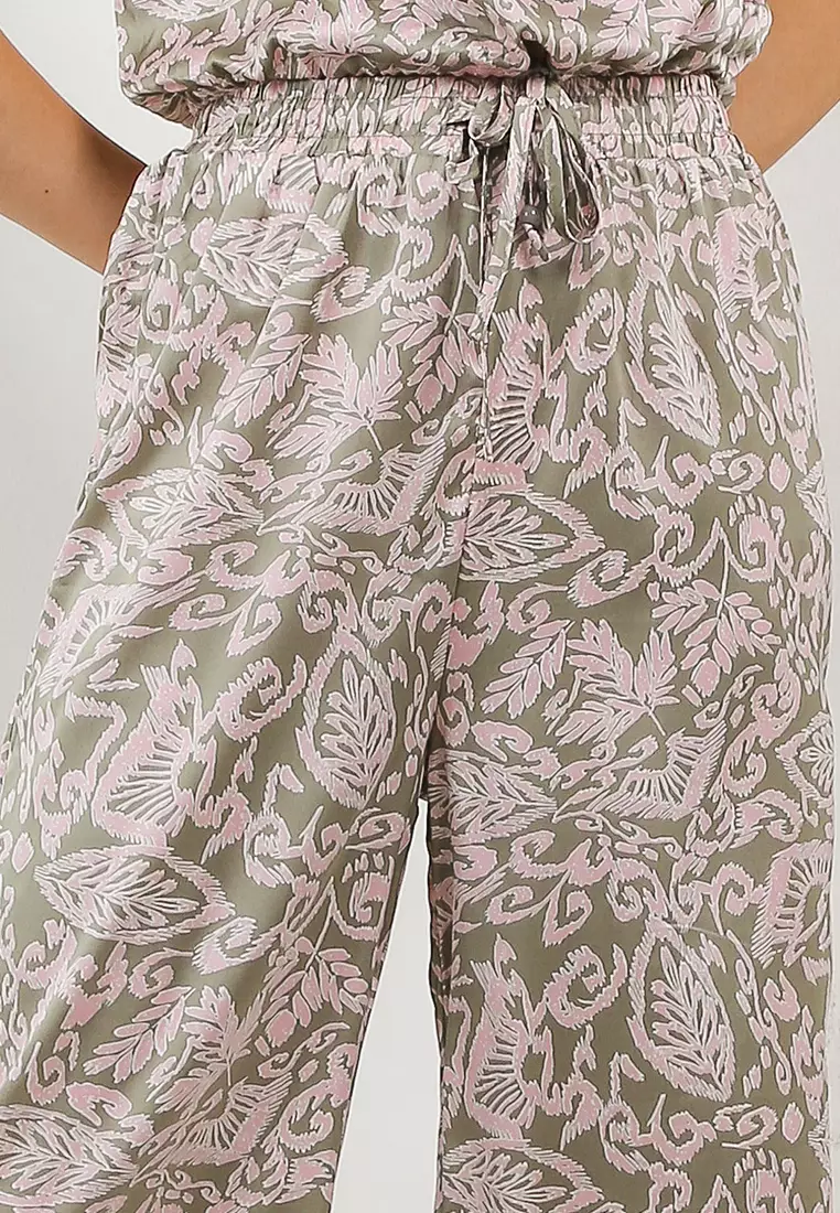 Ethnic Print Satin Pants