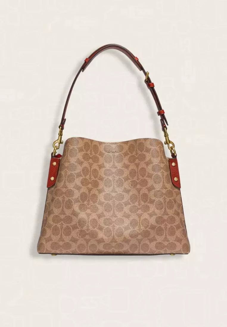 Coach Willow Shoulder Bag In Signature Canvas Tan Rust