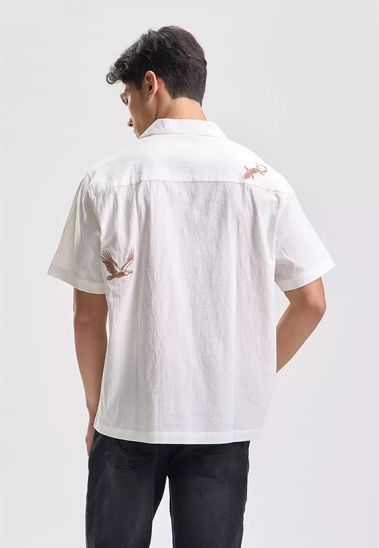 Relaxed Shirt with All-Over Embroidery