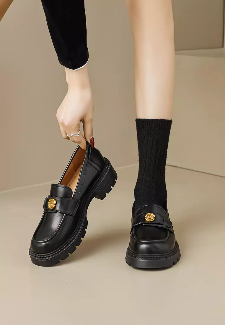 4CM PU Strap Microfiber Leather Loafers WW538-5