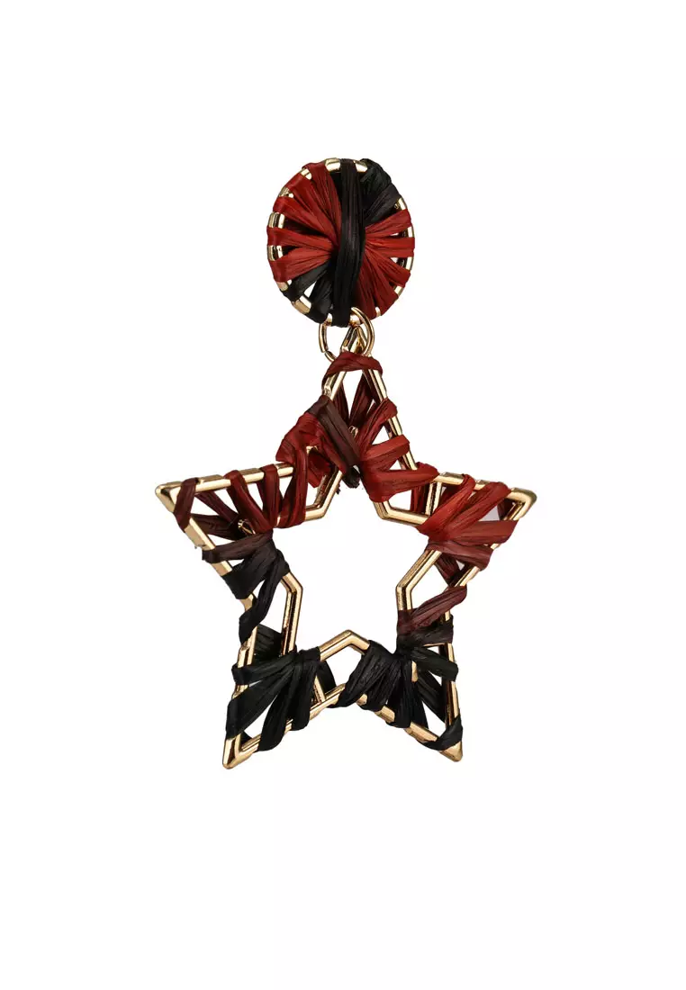 Star Raffia Wrap Dangle Earrings