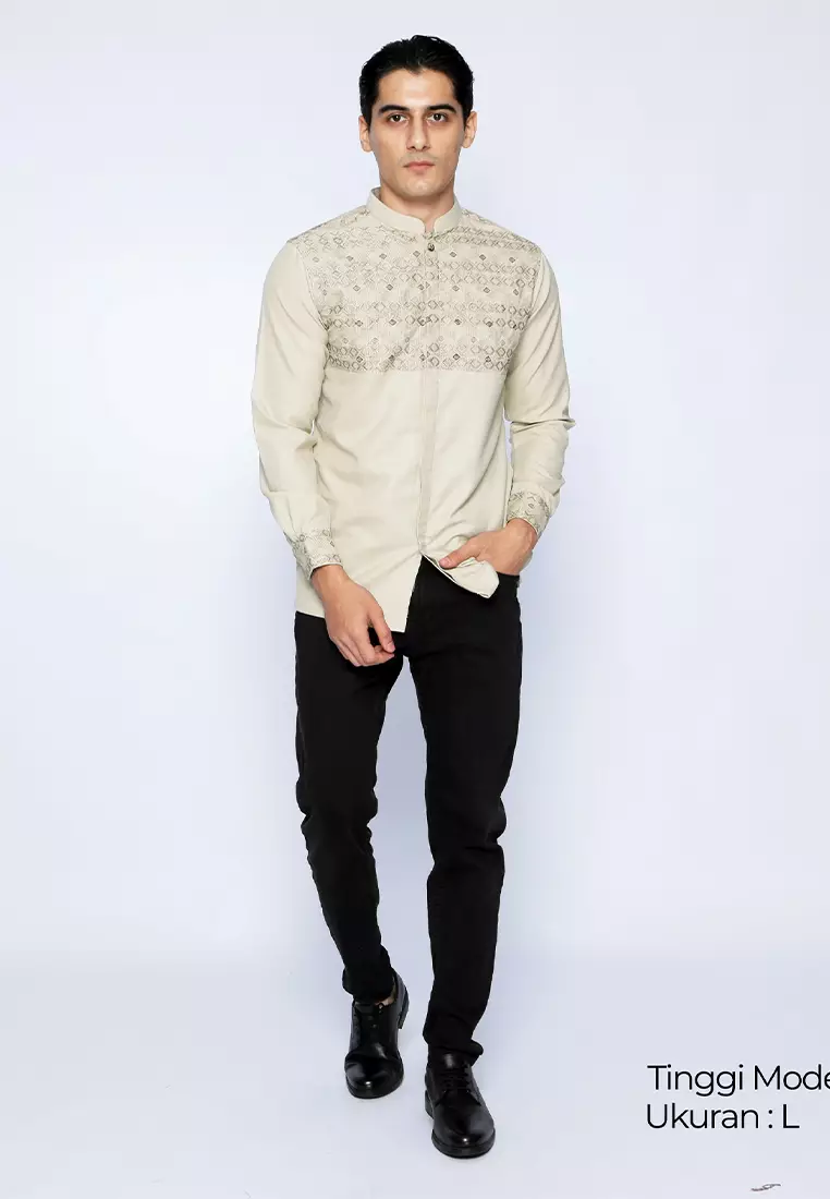 Casella Baju Koko Pria Lengan Panjang Premium Edisi Koko Sultan 9919 Khaki