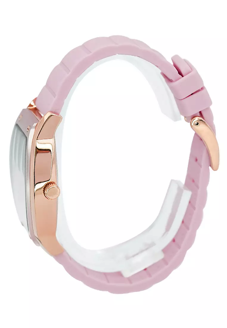 Alexandre Christie - Jam Tangan Analog Wanita - Rosegold - Pink Rubber Strap - 2941 LDRRGPN
